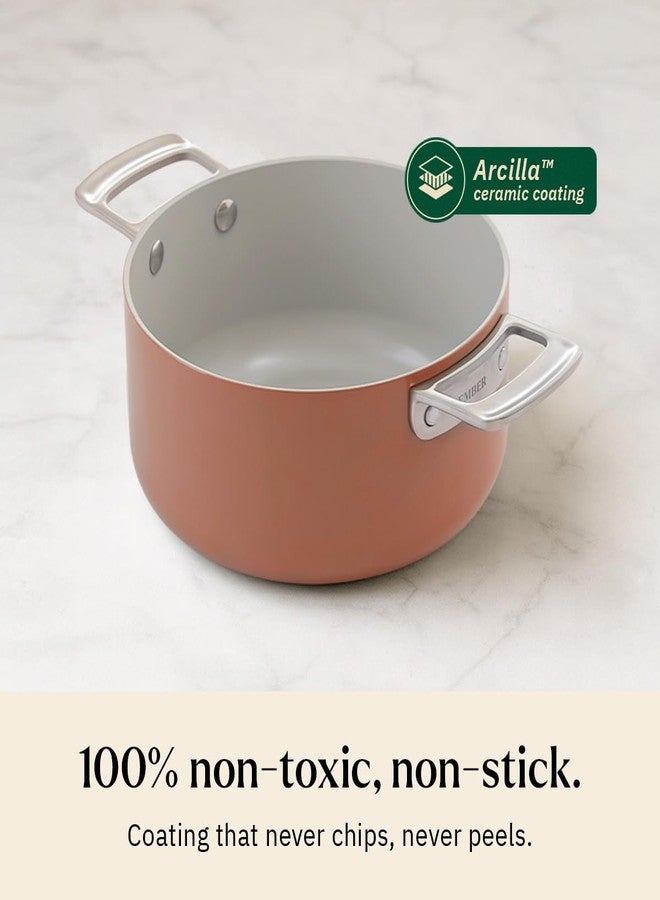 Ember Cookware قدر طهي سيراميك أرسيللا من إمبر كوكوير، 20 سم | 2.6 لتر، غير لاصق وغير سام، مع غطاء زجاجي | معتمد من هيئة المواصفات والمقاييس الهندية | أواني طهي سيراميك | قدر برياني | مقبض فولاذي | ضمان 5 سنوات | تيراكوتا - Image 3